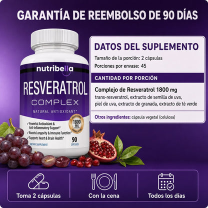 Nutribella Resveratrol Complex 1800mg - imagen 3